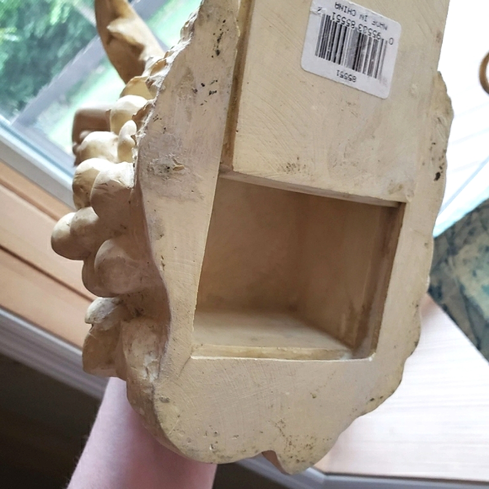 Cherub Angel Wings Statue sitting on Grapes & Leaves hidden door on bottom - Picture 12 of 13